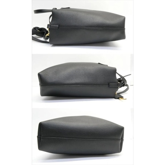 Saint Laurent Black Leather Tote with Gold Accent - Picture 4 of 10